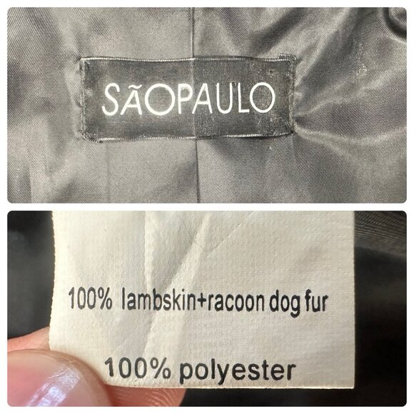 Sao Paulo Lamb Leather Moto Jacket Womens Small Black Biker Crop Asymmetrical - Picture 4 of 16